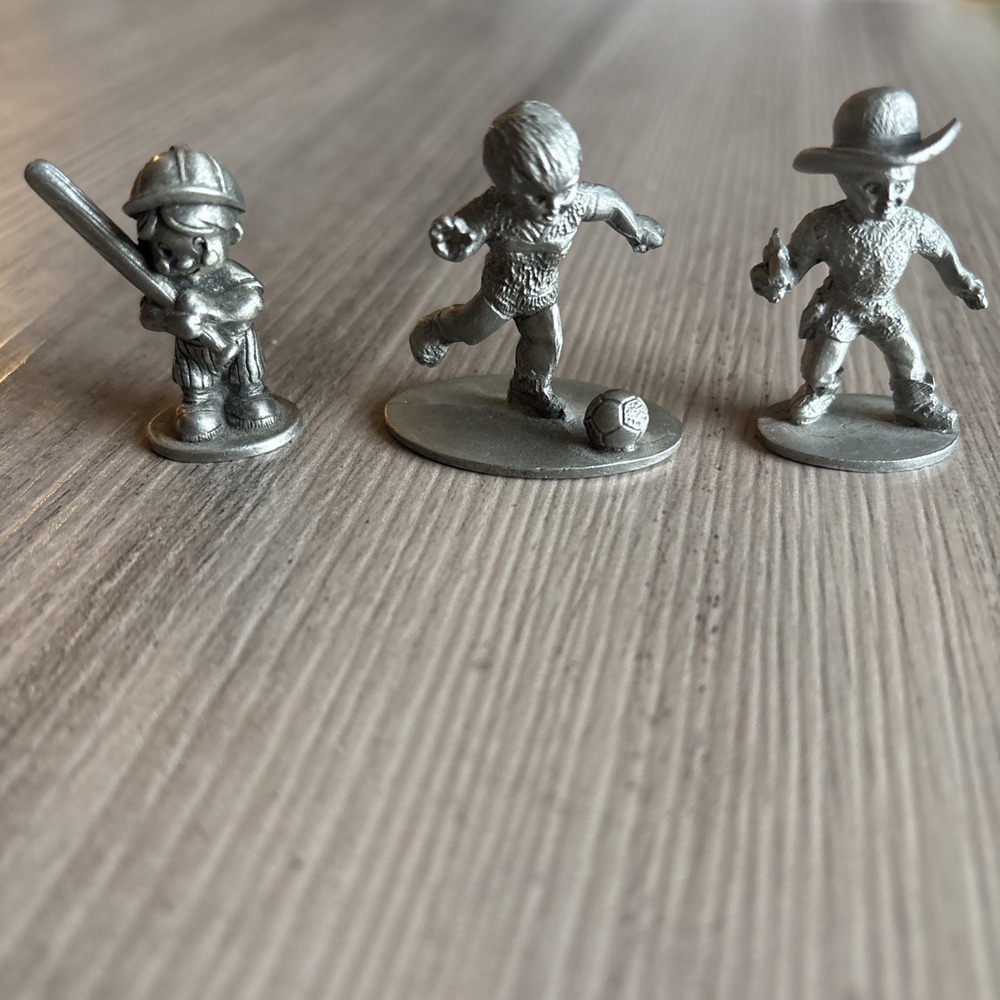 Lot 3 Vintage 1970-80s Hudson Spoontiques Pewter Figurines Baseball